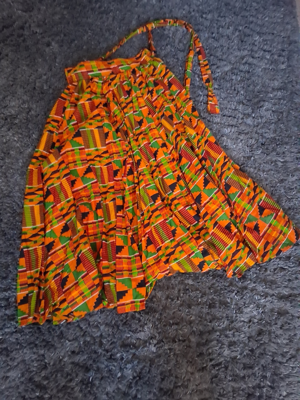 Vibrant Orange Patterned Women's Wrap Skirt